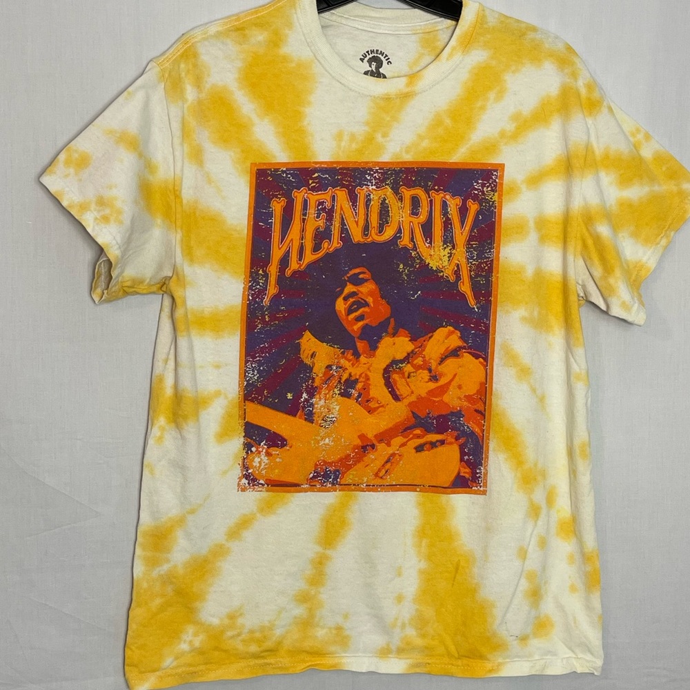 Jimmy Hendrix Yellow Tie Dye Band Tee Size Medium